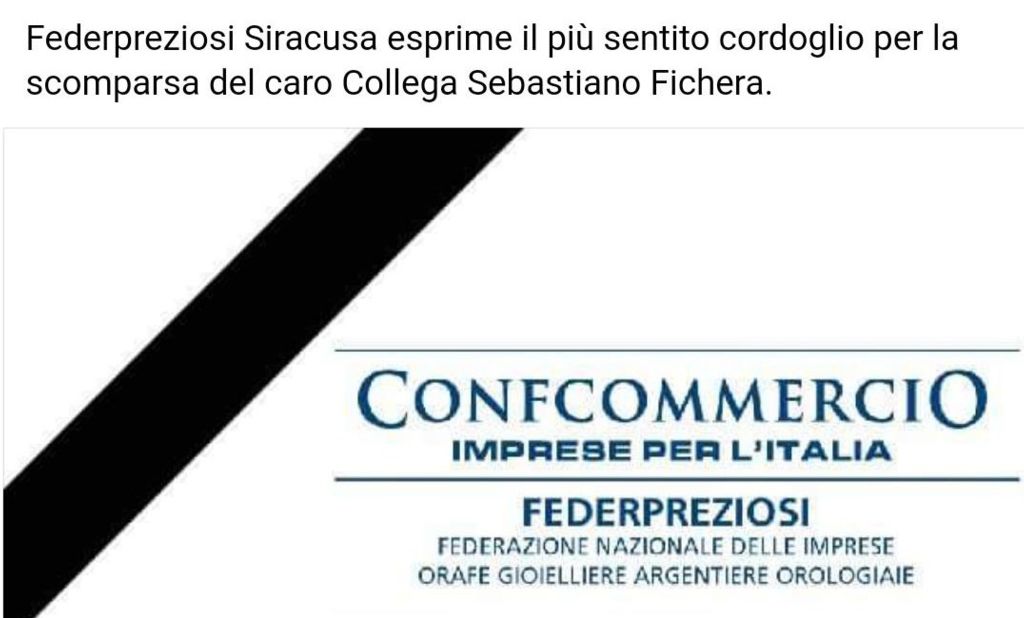 Cordoglio di Federpreziosi per la scomparsa del collega Sebastiano Fichera