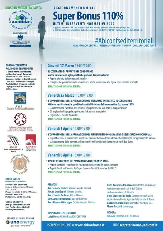 ABICONF: CORSO DI AGGIORNAMENTO DM 140