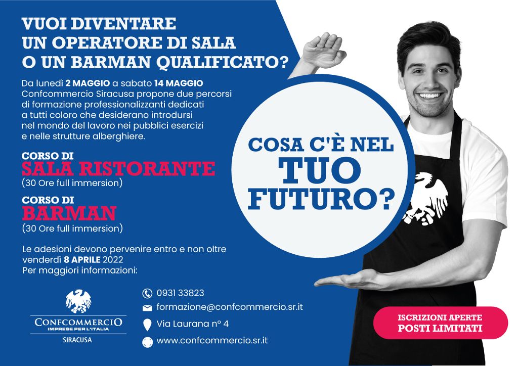 VUOI DIVENTARE UN OPERATORE DI SALA O UN BARMAN QUALIFICATO? 